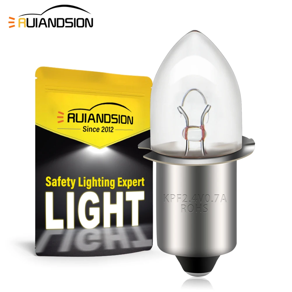 

RUIANDSION 50Pcs P13.5S Halogen Upgrade Bulbs Warm White Flashlight 2.4V 3.6V 4.8V 6V Candle Replacement Bulb Torch Work Lamp