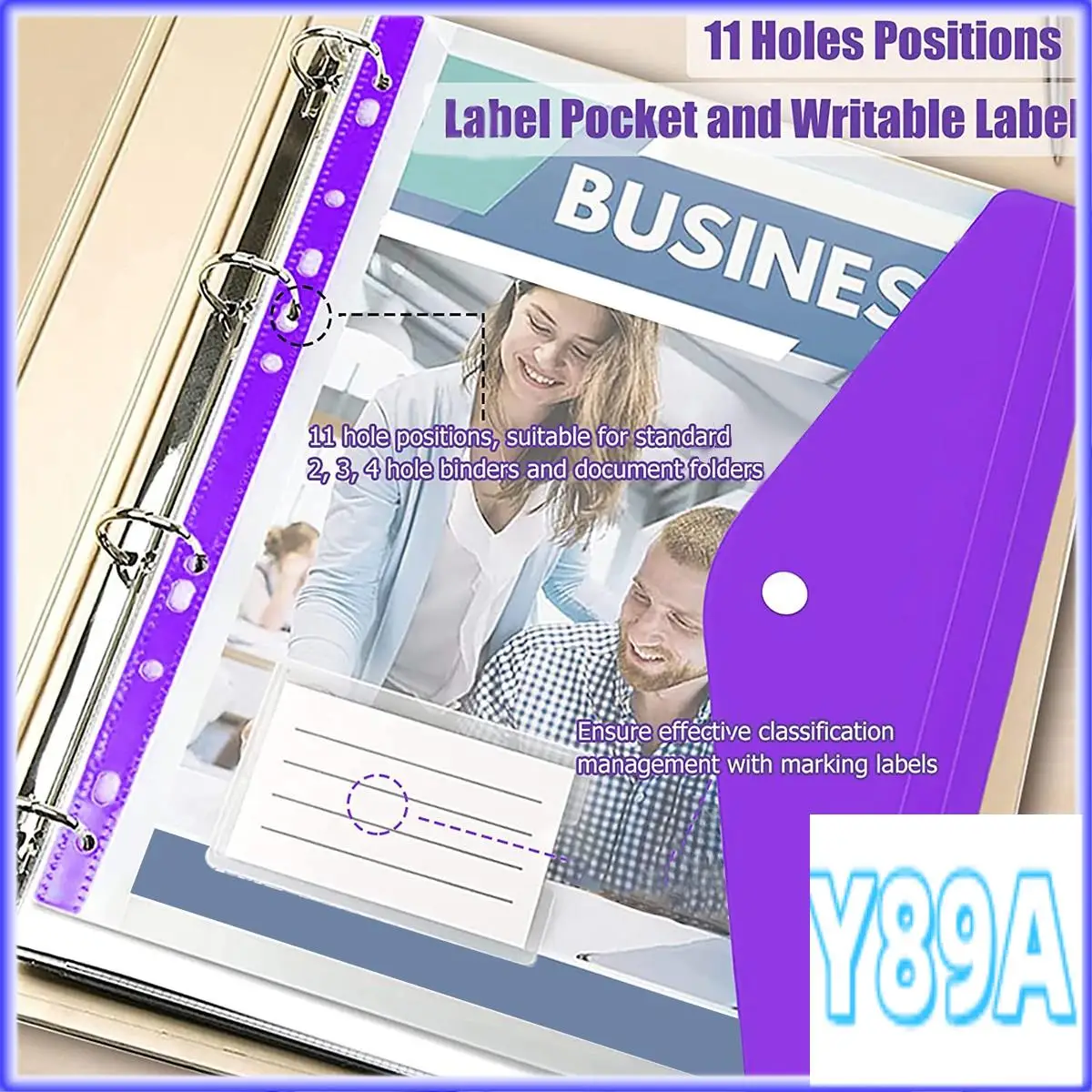 GO-12 Uds. Sobres expandibles de bolsillo para carpeta A4, sobres de plástico transparente para carpeta de anillas, botón a presión