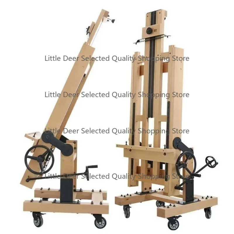 Top Quality  Master Large Hand-operated Drawing Easel Double Rocker Beech Art Studio Wooden Easels with Four Wheels