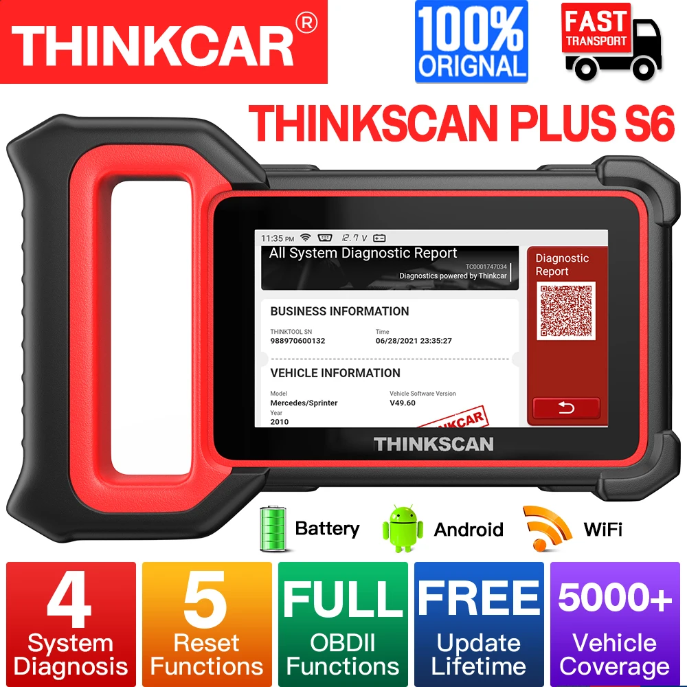 

THINKCAR Thinkscan Plus S6 OBD2 Auto Diagnostic Tools 4 System Code Reader ABS SAS EPB ETS TPMS Reset OBD 2 Automotive Scanner