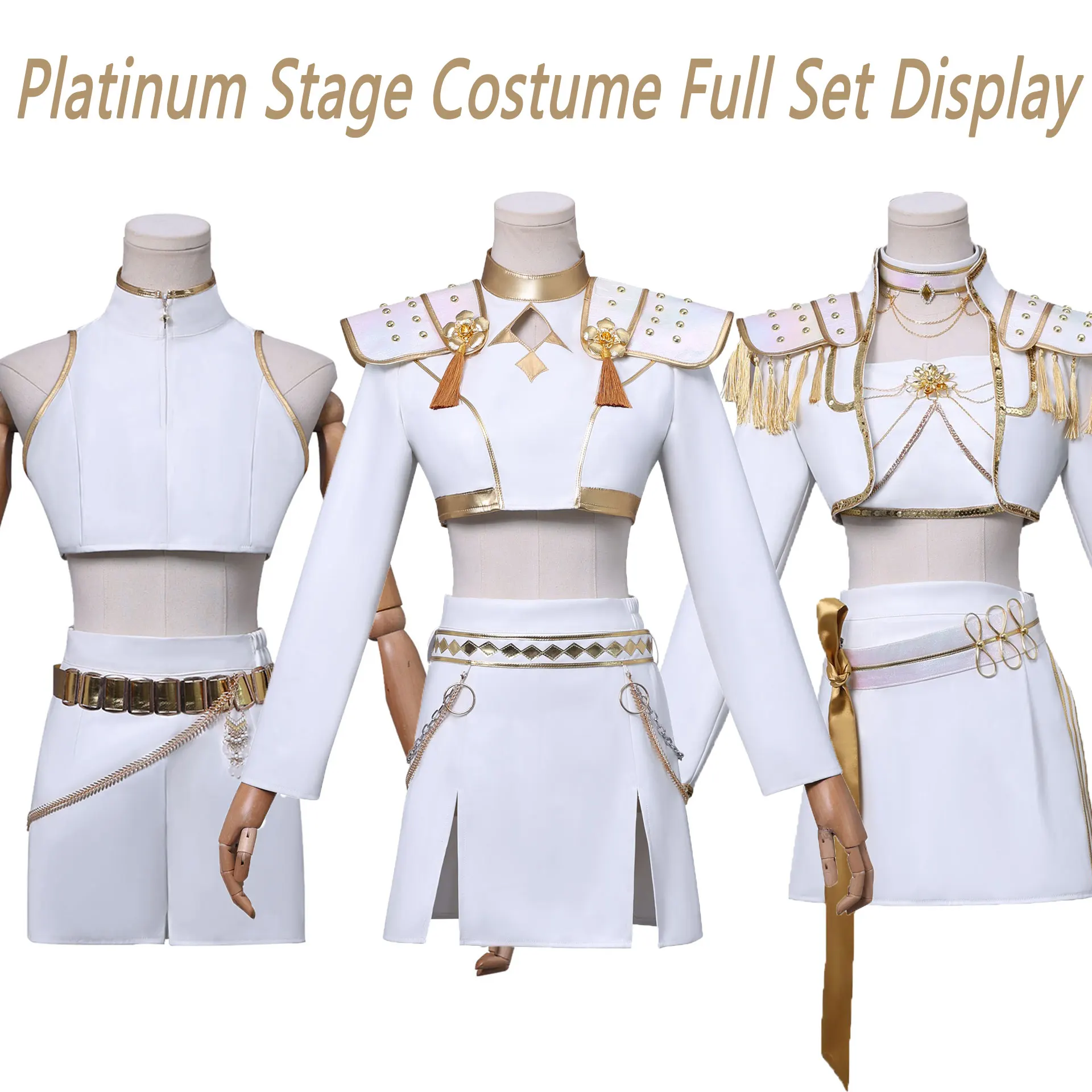 Platinum Stage Cosplay Costume Full Set White Gold Performance Outfit for Halloween Carnival Comic Con Role Play