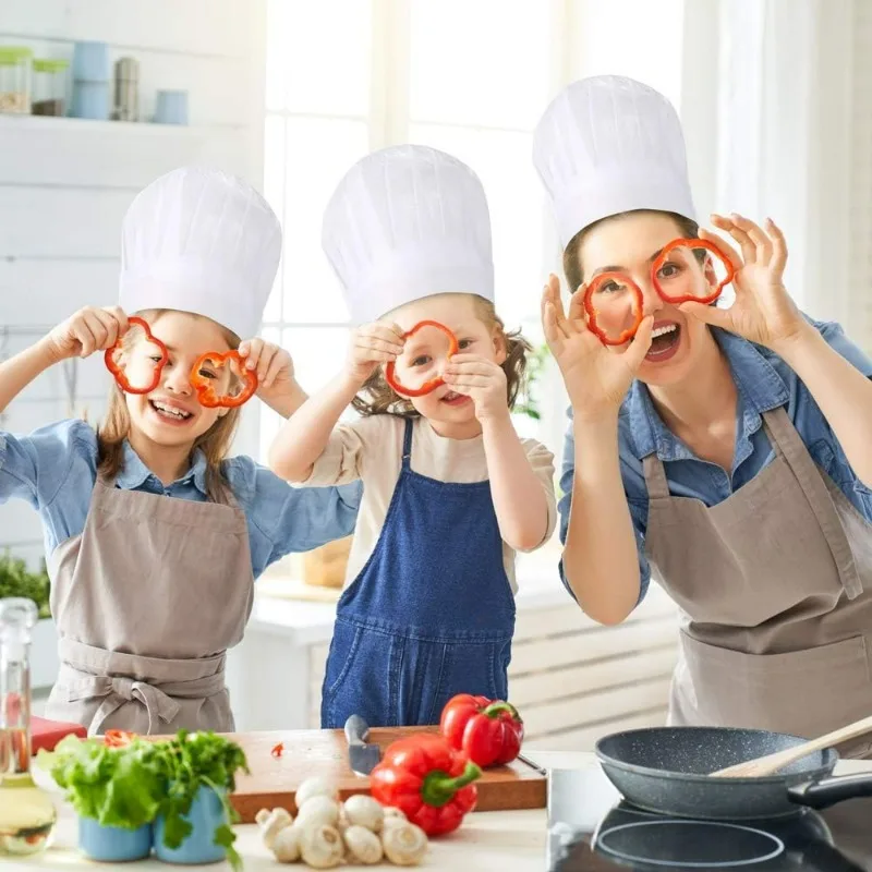 20pcs Disposable Chef Hat Thickened Non-woven Bar Pattern Cloth Texture Kitchen Work Cap High Middle Low Styles Available