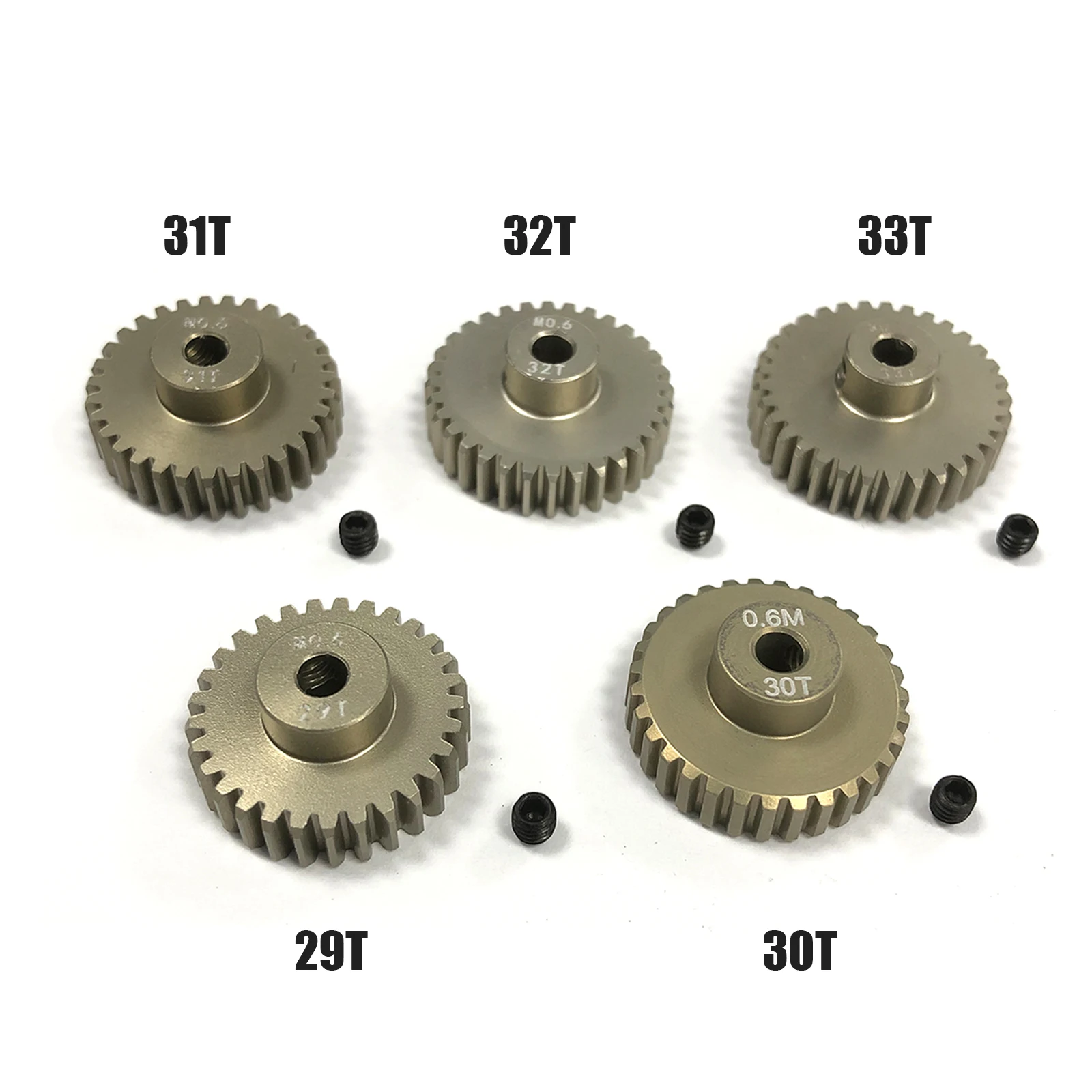 5 peças 0.6m 3.175mm pinhão engrenagem do motor 7075 liga de alumínio metal 13t 14t 15t 16t 17t 19t 20t 22t 26t 29t 31t 33t 1/10 peças de carro rc