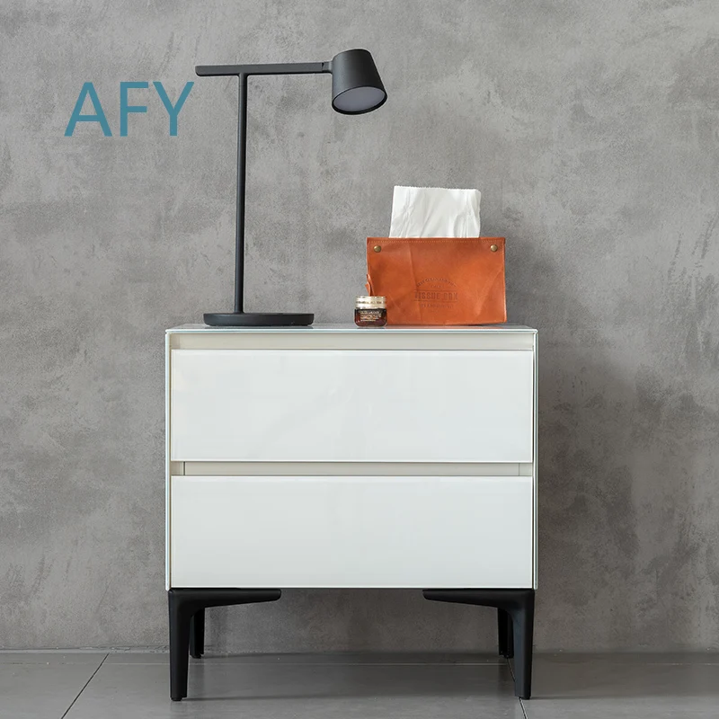 Modern Simple Bedside Table for Wabi Sandy Rustic Style Bedroom Locker for Nordic Minimalist Decor Tempered Glass Nightstand