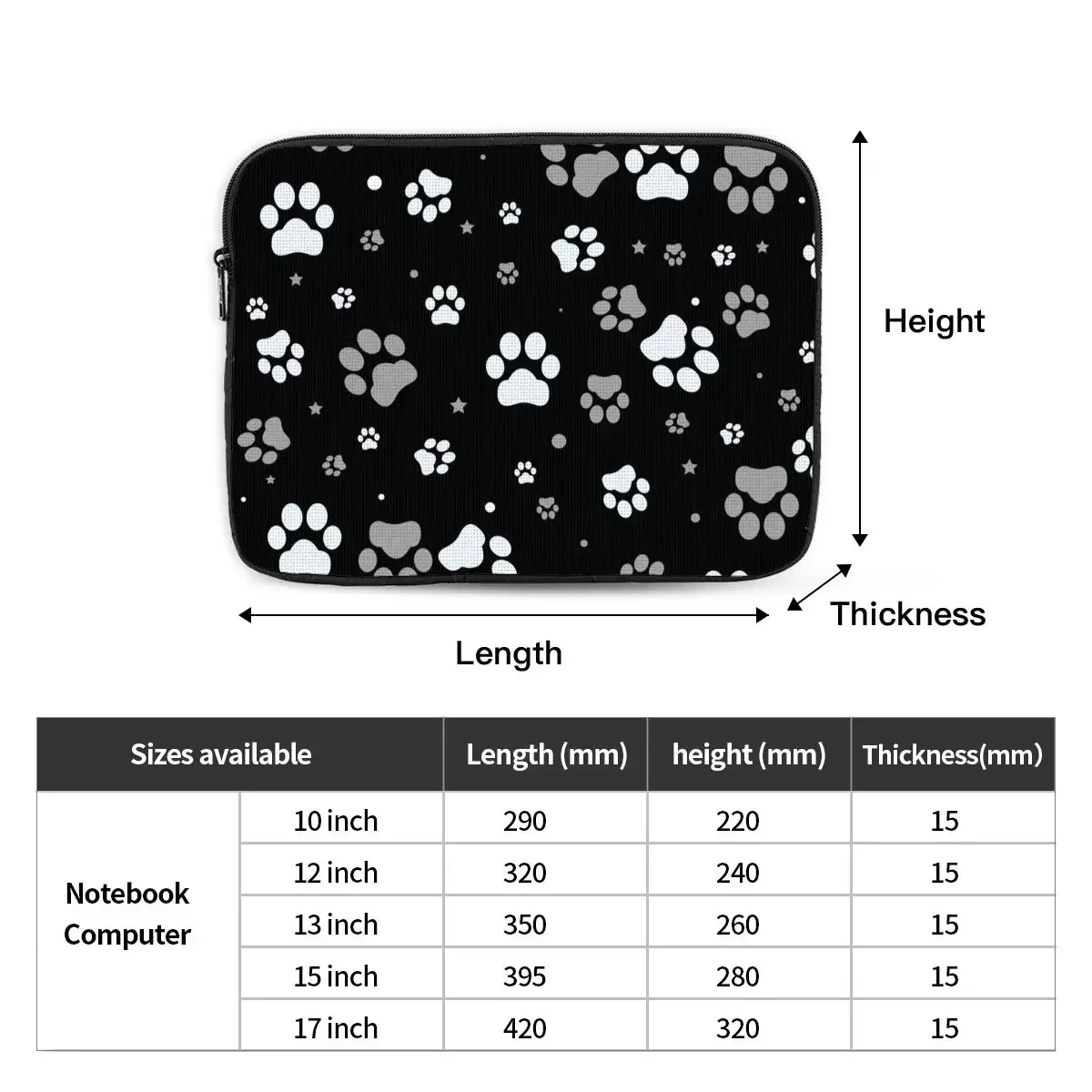 Cute Animal Paw Pattern Laptop Bag Sleeve 12 13 15 17 Inch Notebook Bag Case Shockproof Case Bag