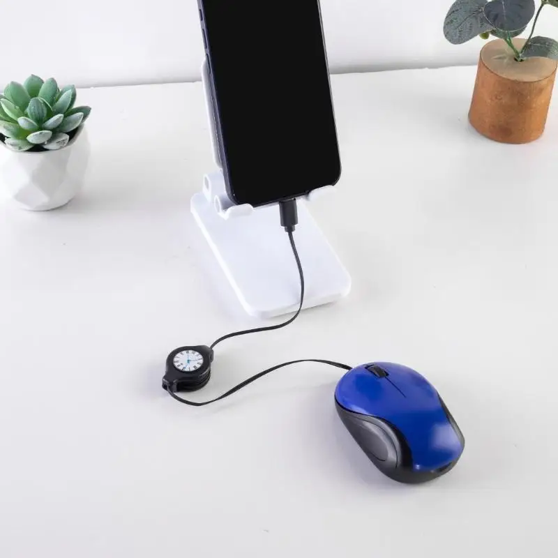 R53C Corded Mouse Retractable Mouse Corded Mouse for Laptops Notebook Corded Computer