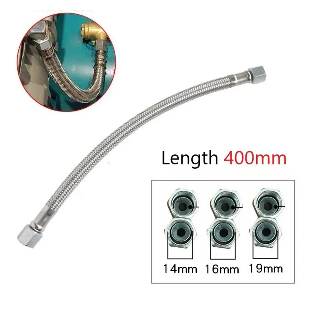 1Pc M16 M19 Stainless Steel Air Compressor Hose Oil-Free Air Pump Connecting Tube Pipe Fitting 14/16/19mm 400cm