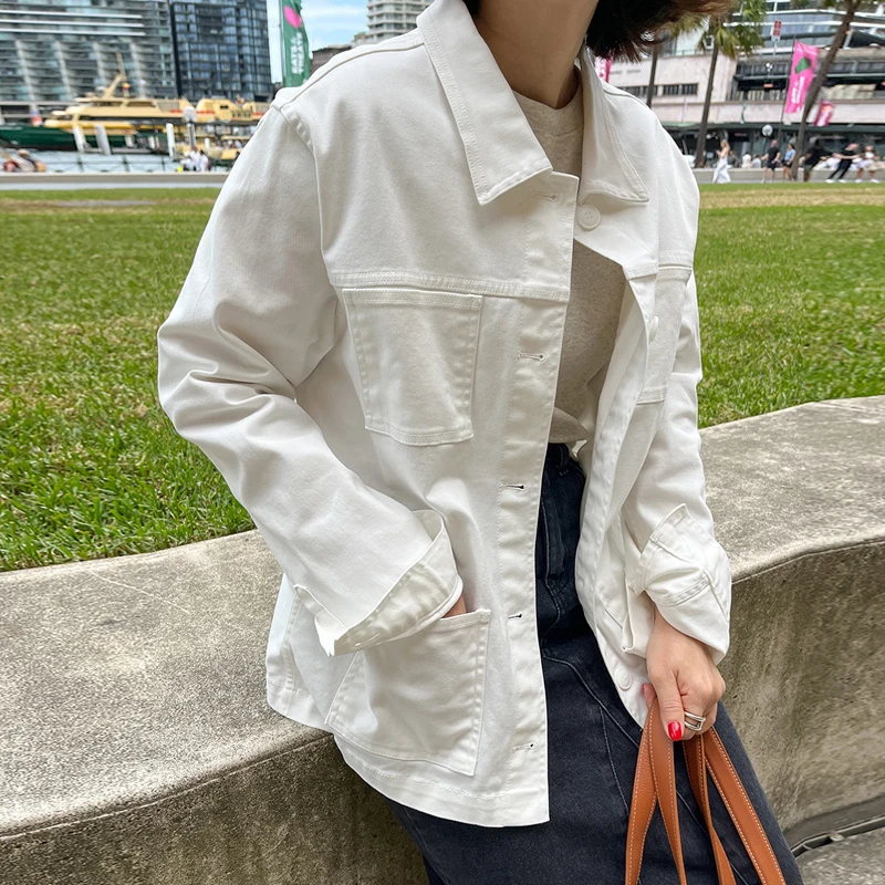 

Washed Denim Jacket Women Korean Fashion Cotton Cardigan Loose Casual High Street Style Korean Version Outerwear