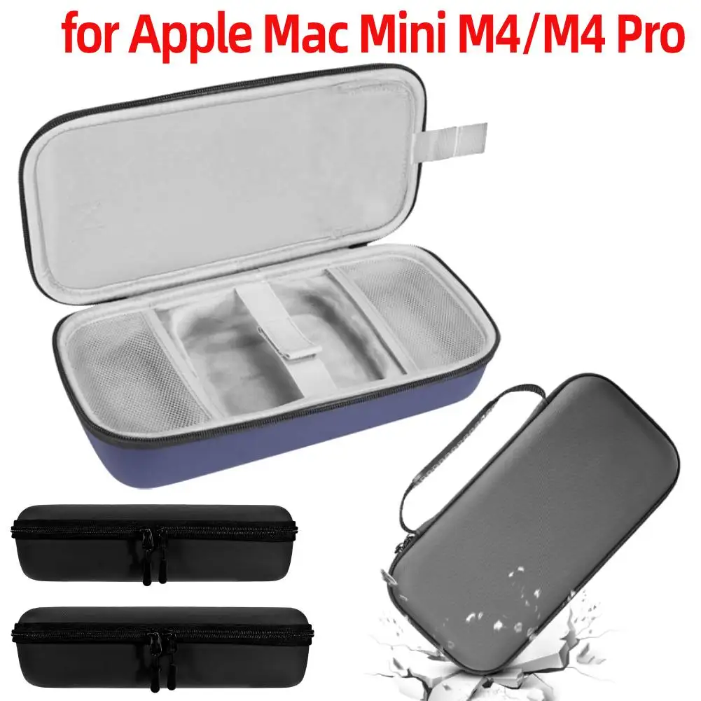 Hard Carrying Case Shockproof Storage Bag Anti-scratch Protective Bag with Mesh Pocket for Apple Mac Mini M4/M4 Pro Case