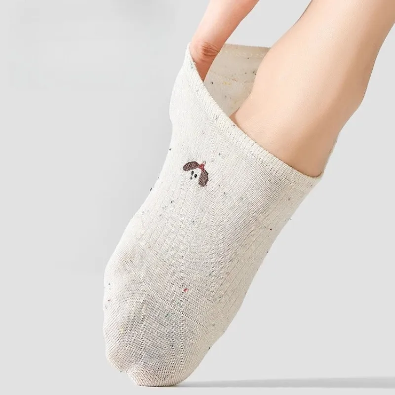 Women's Summer Thin Non-slip No-show Socks Ins Trendy Japanese Style Cute Animal Pattern Spot Yarn Kawaii Casual Low-Cut Socks view 4