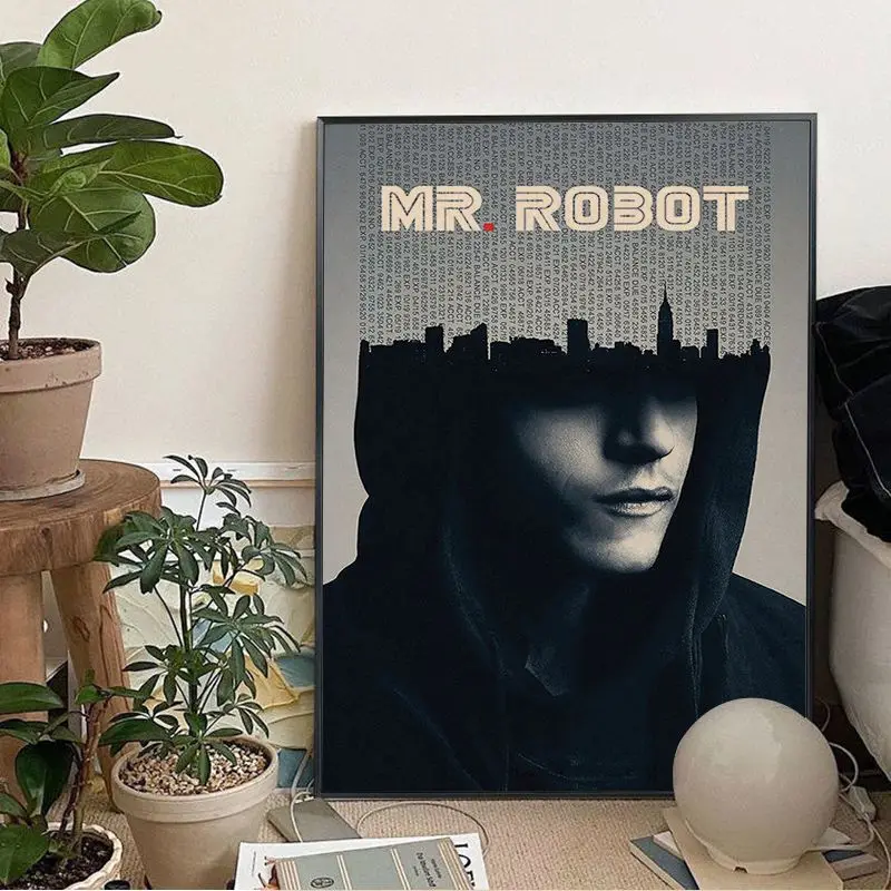 Mr Robot Rami Malek Hackers USA TV Show Classic Anime Poster Kraft Paper Sticker Home Bar Cafe Home Decor