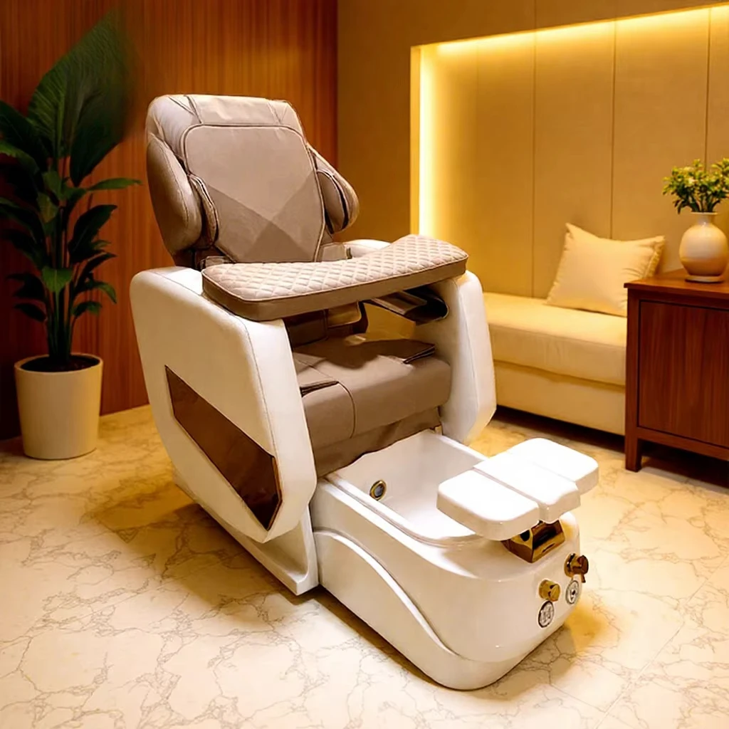 Branded Pedicure Chair - Waterproof PU Leather + Adjustable Backrest, Custom Logo, High-End Salon Furniture