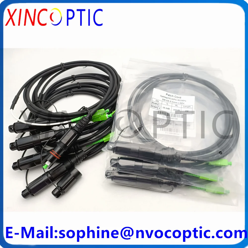 

10Pcs IP67 Waterproof Cor ning HUA WEI Mini SCAPC 1M 2M 5.0mm Black Cable to SC/APC OptiTap Outdoor Fiber Optic Cable Connector