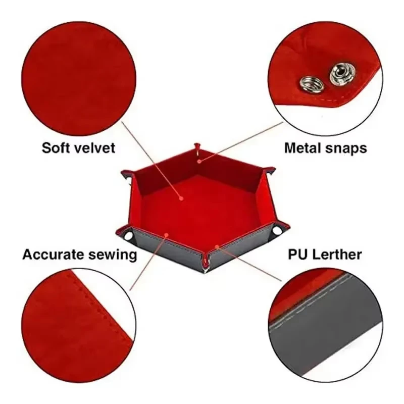 1pc Hexagonal Dice Tray and Miscellaneous Storage Box Board Game Dice Tray Accessories Leather Dice Tower view 3