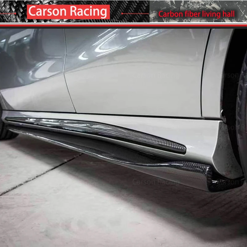 W117 R Style Real Carbon Fiber Side Skirt Bumper Extensions For Mercedes Benz A Class W176 & CLA Class C117 A250 A45 CLA180