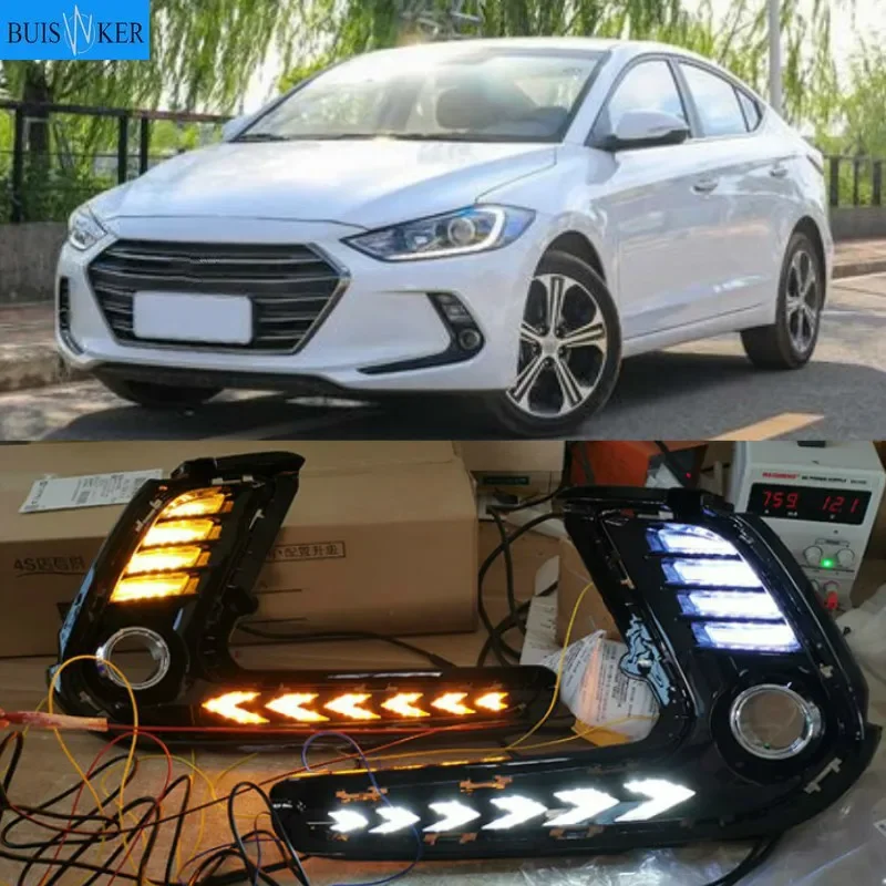 

2Pcs LED fog lamp For Hyundai Avante AD Elantra 2016 2017 2018 Turn signal style Relay 12V LED Car DRL daytime running lights