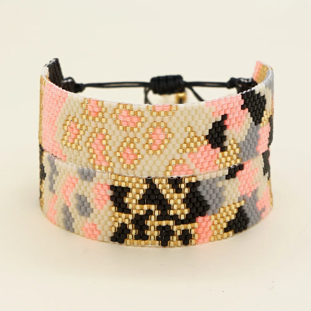 

Богемия Браслет из рисовых бусин Леопардовый принт Геометрия Ручная работа Универсальный нерегулярный регулируемый индивидуальный узор Браслет из бисера