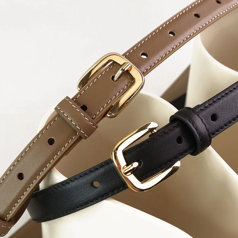 The first layer of cowhide women's belt summer 2024 new versatile ins style leather decoration with skirt narrow belt