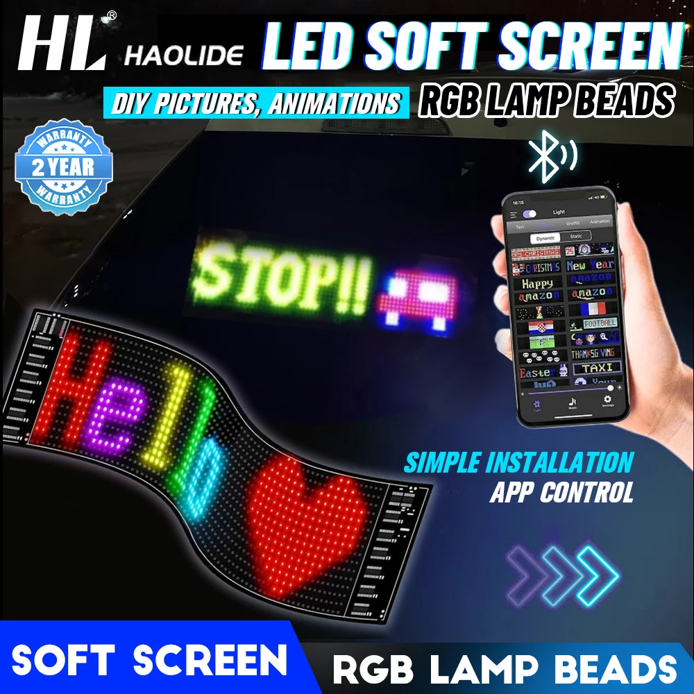 

HL Demon Eyes Автомобильный светодиодный логотип Приложение Светодиодная матричная пиксельная панель Ночной светильник DIY Программируемый гибкий светодиодный дисплей для аксессуаров для грузовиков