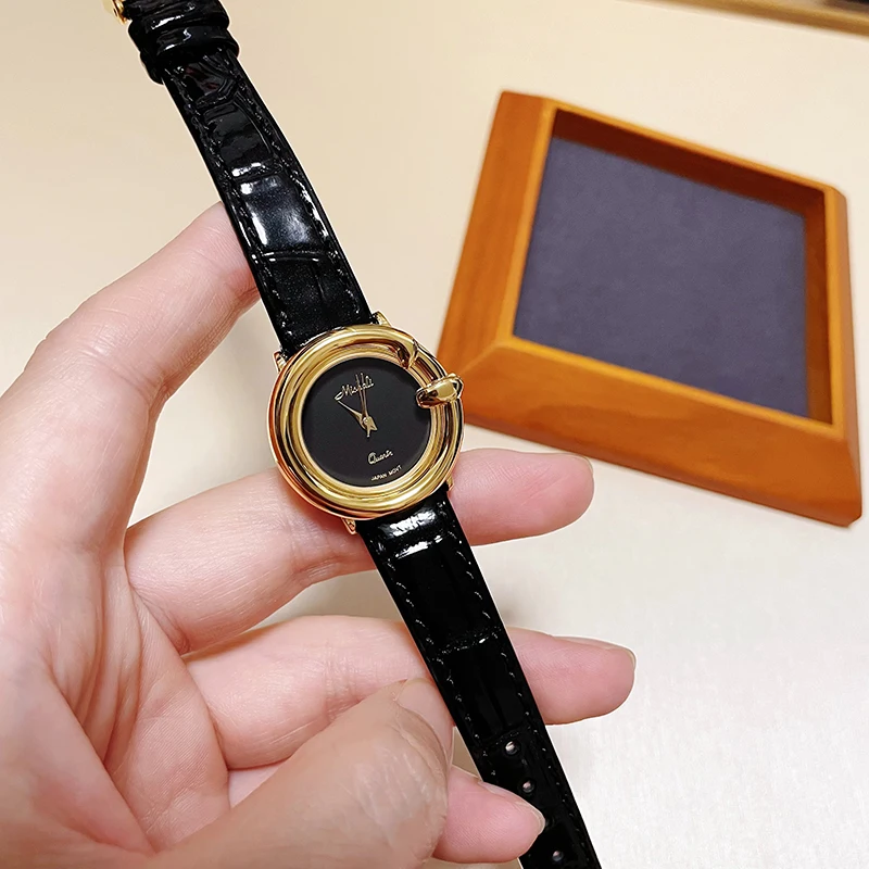 

High-end retro minimalist style fashionable small dial leather strap quartzwatch women's student watch fashion quartz wristwatch