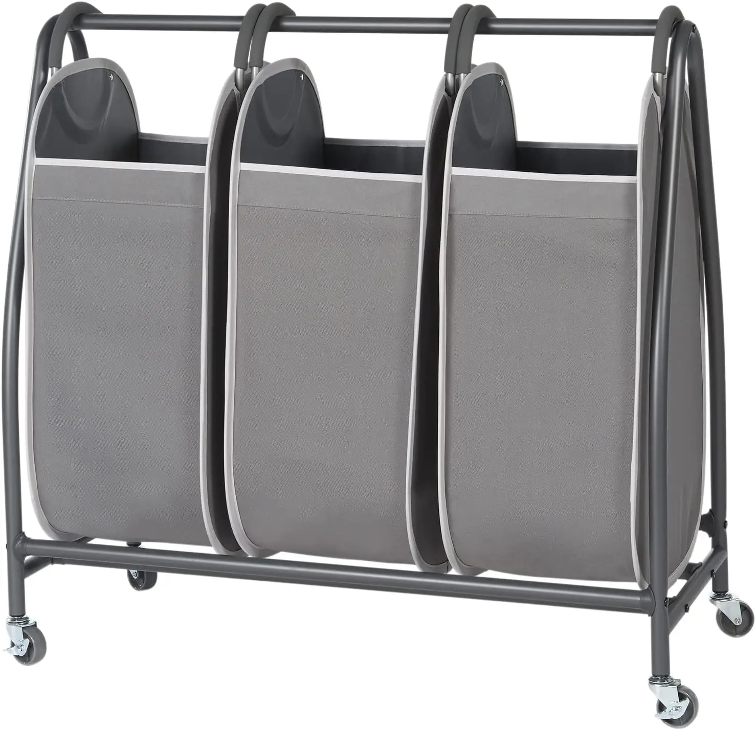 

Rolling Laundry Cart with Wheels, 3 Removable Hampers, EVERFRESH Tech for Towels and Blankets
