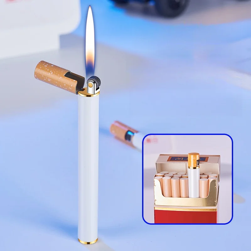 

Mini Thin Cigarette Grinding Wheel Open Flame Lighter Metal Creative Personality Outdoor Portable Lighter Men's Smoking Tool