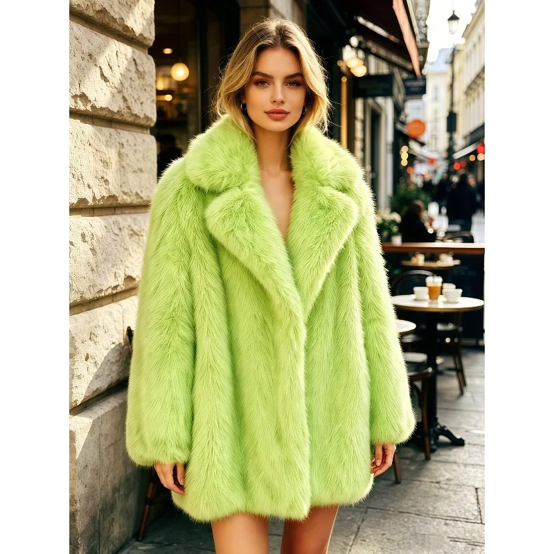 Cross-border Supply of Foreign Trade Autumn and Winter New Imitation Fur Coat Loose Large Lapel Thickened Imitation Fox Fur Coat