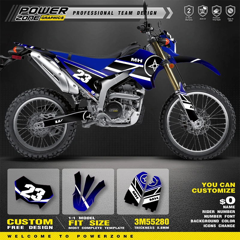 

PowerZone пользовательские командные мотоциклетные графические фоны, наклейки, комплект наклеек для YAMAHA 2020 2019 2018 2017 2016 2015-2008 WR250R