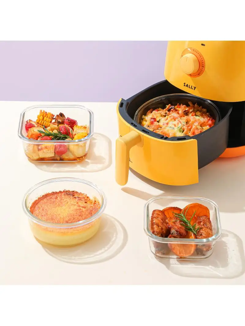 

Heat Resistant Glass Lunch Box Microwave Se Sed Container with Lid Fre Kee Box round ape Large Capaci over L