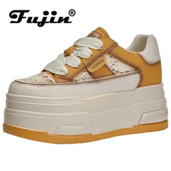 Fujin 8cm 2024 Air Mesh Breathable Summer Chunky Sneakers Platform Shoes Women Fashion Sneakers Wedge Women Casual Vulcanize