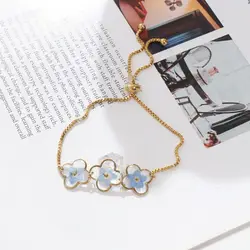 Unique Dried Flower Charm Bracelets Handmaking Epoxy Resin Natural Flower Chain Bracelets Cute Blue Floral Bracelets Customized
