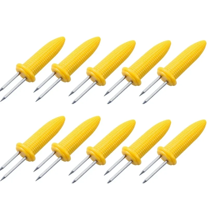 

10pcs Fork Corn Skewer Stainless Steel Corn Holders Corn On The Cob Skewers Fruit Forks Outdoor Camping Cooking Barbecue Tools