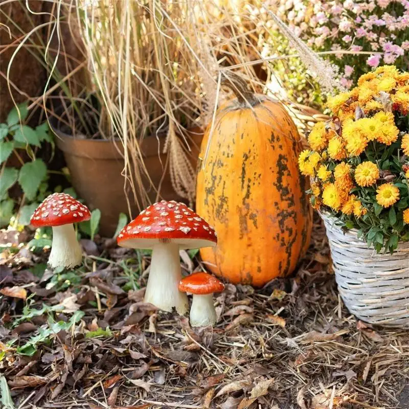 

QX2E 2pcs Realistic Handcrafted Mushroom Stake Cottage Yard Sign Lawn Ornaments Suitable For Creative Garden Home Decoration