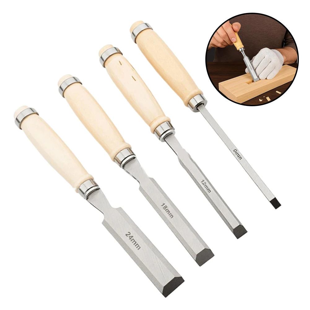 4pcs Wood Carving Chisel Set Woodworking Carving Chisel Kit Woodworking Tools Set With Pouch For Carpenter Wood Carving Tools