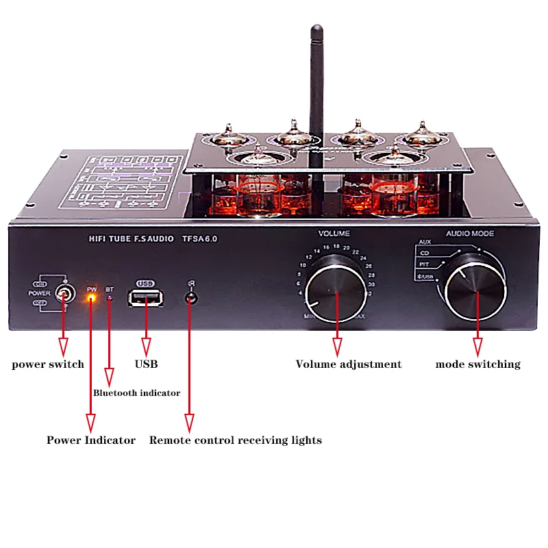 Imagem -05 - Aiyima-smsl 6k4 6n2 Vacuum Tube Preamp Hifi Tube Amplificador Lossless Amplificador 5.0 Bluetooth Classe a Phono Preamp 6922 Circuito