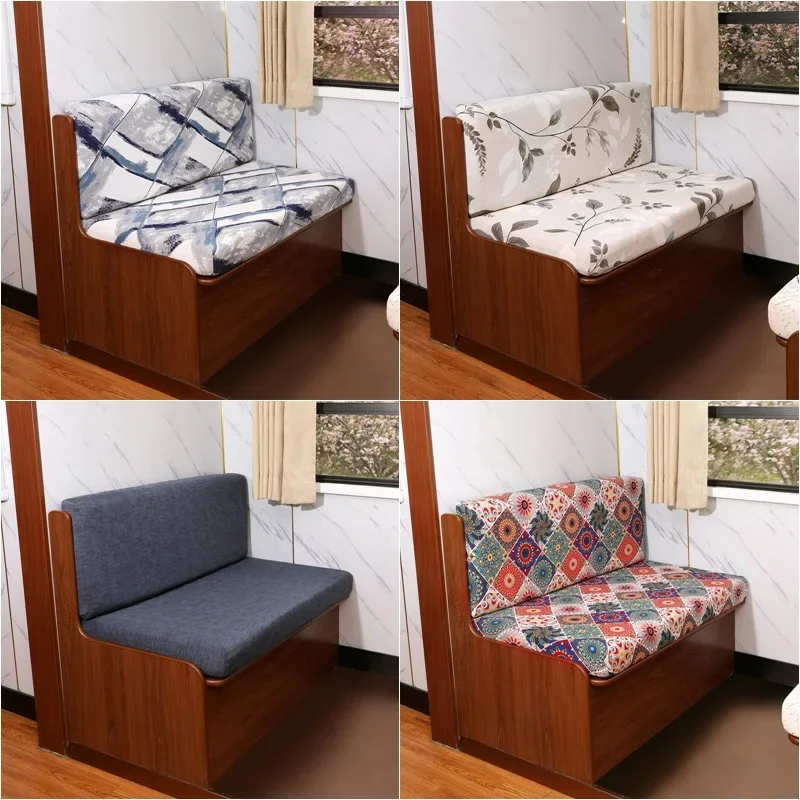 Floral Printed Elastic Armless Sofa Covers RV Dinette Cushions Covers 2pcs/set RV Camper Car Bench Backrest Cover Funda Sofa