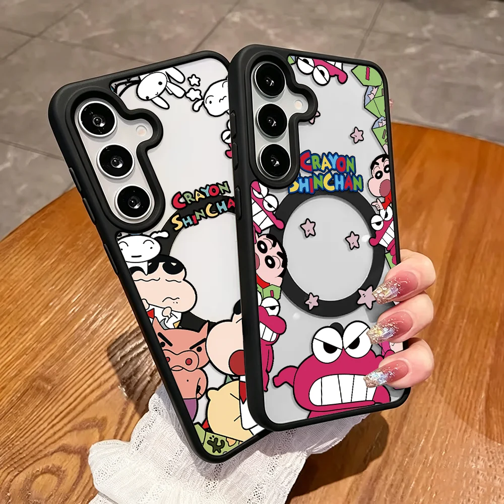 C-Crayon S-ShinChan Cartoon Magnetic Cover Phone Case for Samsung Galaxy A57 A16 A15 A35 A56 A37 A26 A17 A55 A25 F17 A36 A27 M17