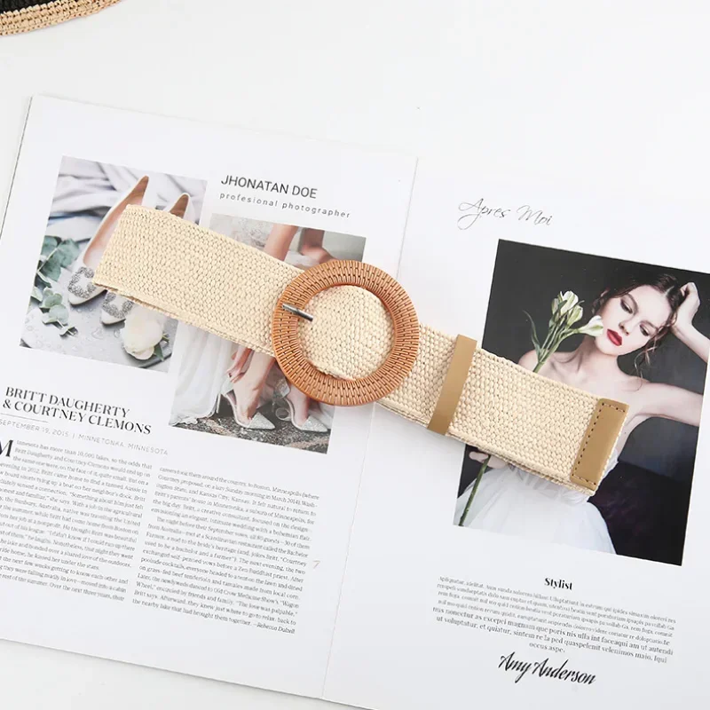 Korean Style Fashion Belts for Woman 95cm Creative Straw Plaited Style Belts Woman Windbreaker Coat Belts