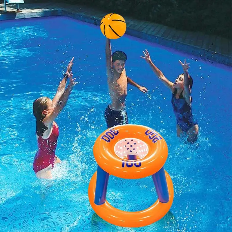 

Water Basketball Hoop Toy Inflatable Basketball Hoop Pool Toys With Ball Portable Foldable Swimming Pool Games For Kids Teens