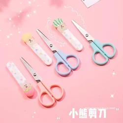 Cute Student Safety Paper-Cut Art Scissors with Protective Cover Cap School Supply Kids Stationery gift