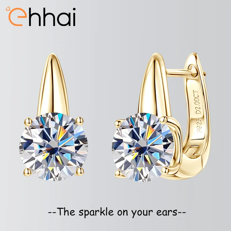 

Ehhai GRA Certified Single Moissanite U-shaped Hoop Earrings for Women S925 Sterling Silver Huggie Earring Jewelry Gifts Aretes