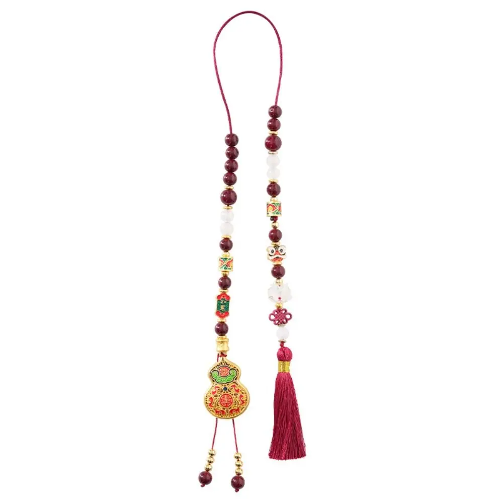 Good Meaning Chinese Style Gourd Pendant Weave Tassels Bead Pendant Blessing Lucky Car Hanging Accessories Gift