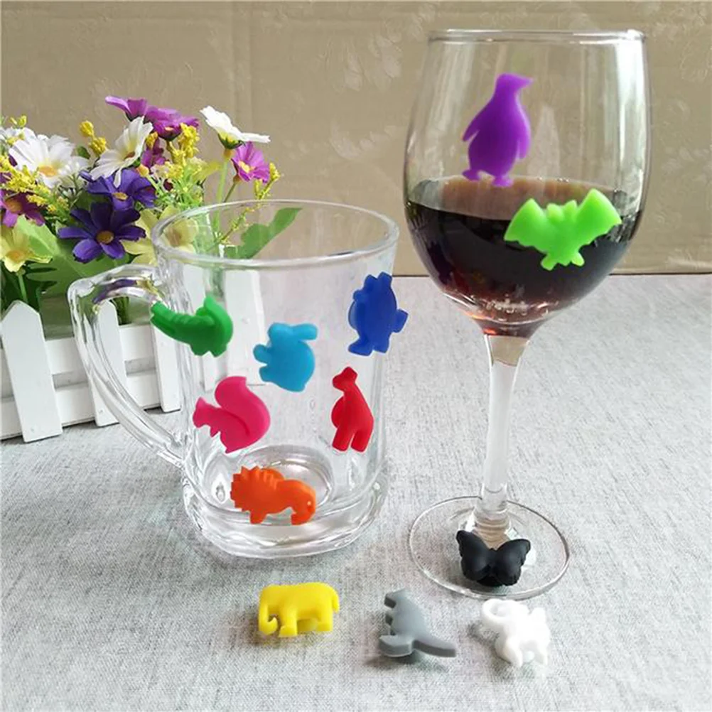 24 Pcs Drink Holder Charm Travel Glasses Beverages Animals Decorations Man