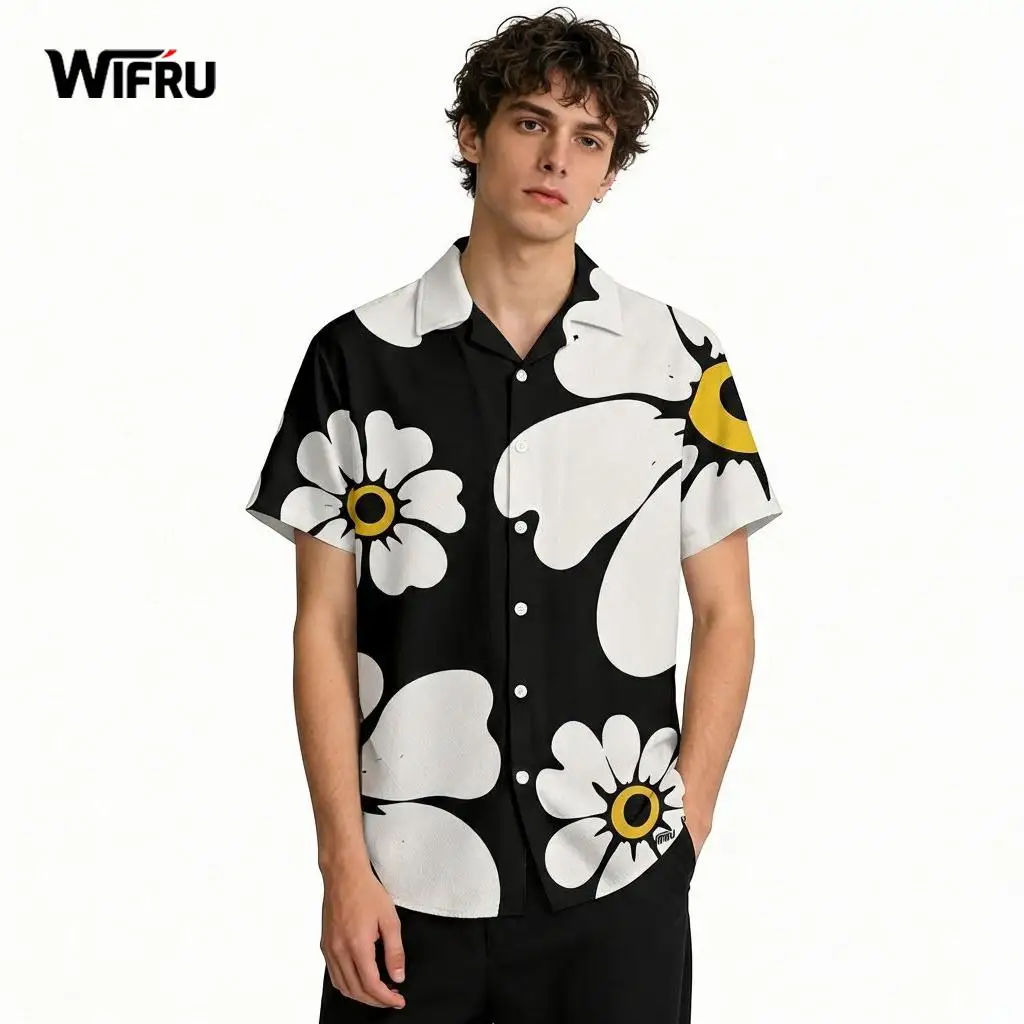 

Men's Retro Floral Graphic Hawaiian Shirt Nature Landscape 3D Print Shirts Beach Vacation Casual Short Sleeve Button Beach Tops