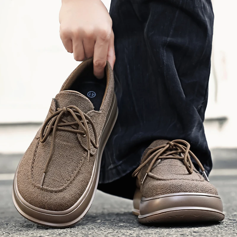 

Fashion Canvas Loafers For Men Comfortable Lightweight Breathable Men's Casual Shoes Flat Slip-on Driving Shoes Man Big Size 48