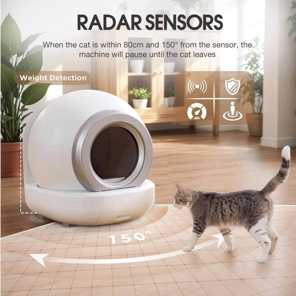 

Extra-Large Self-Cleaning Cat Litter Box for Multiple Cats | APP-Controlled, Safe & Low-Noise Fully-Automated