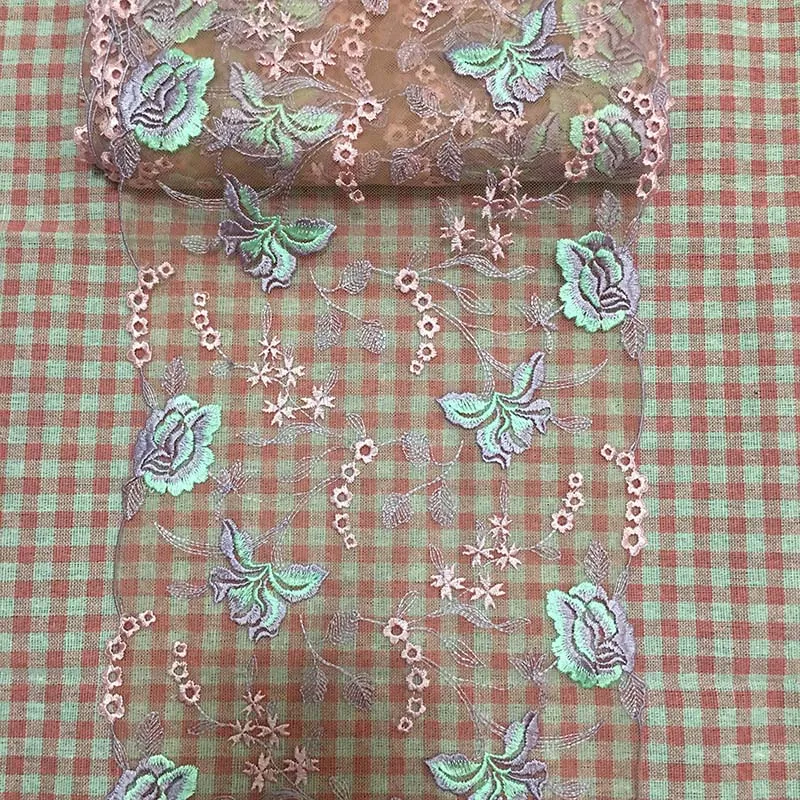 

20Yards Two Tones Floral Embroidered Lace Trimmings for Bra Lingerie Underwear Dress Sewing Handmade Curtains Decor