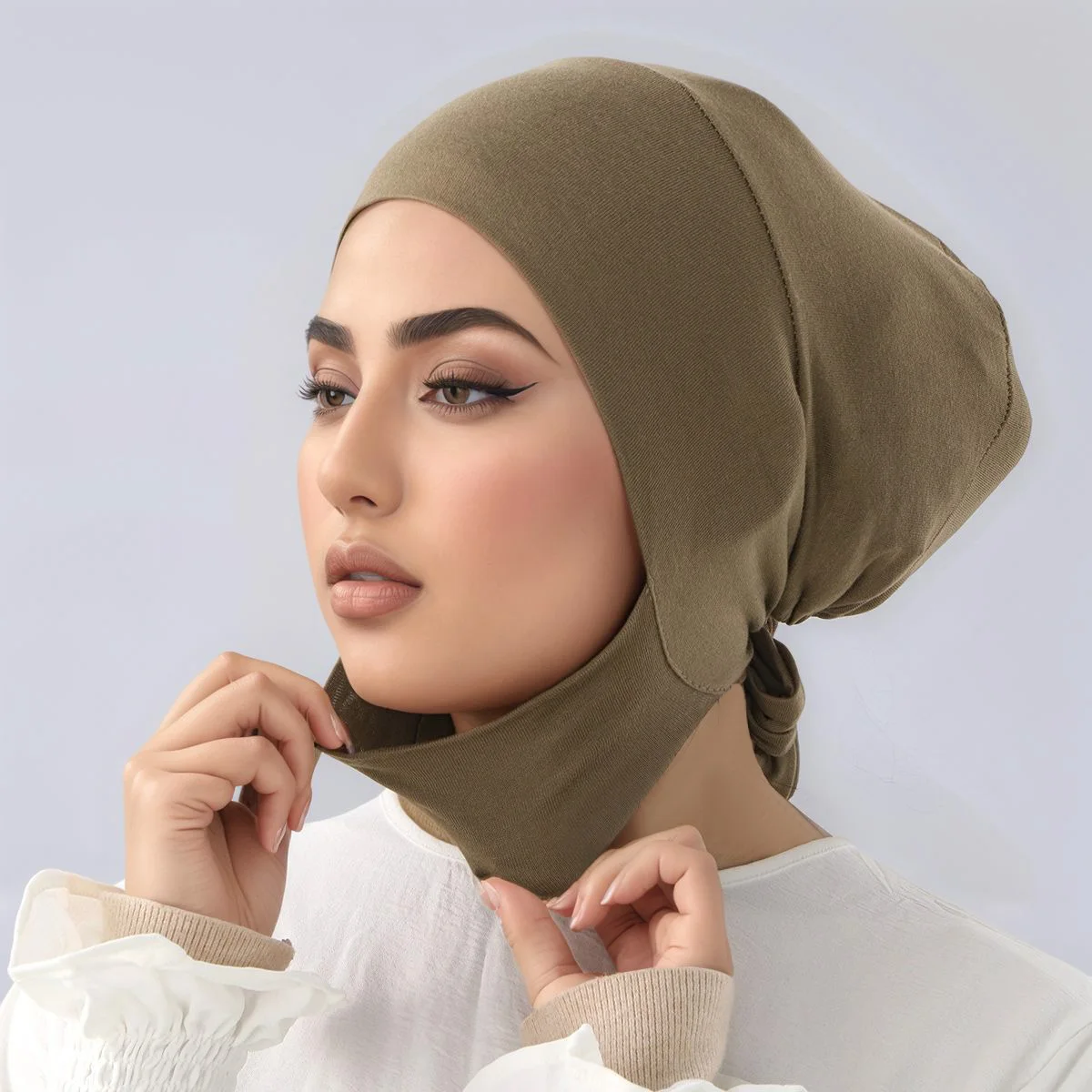 New Cotton Jersey Tie Back Instant Hijab for Muslim Women Inner Cap Bonnet Soft Strap Undercap Solid Stretch Turban Headband Eid