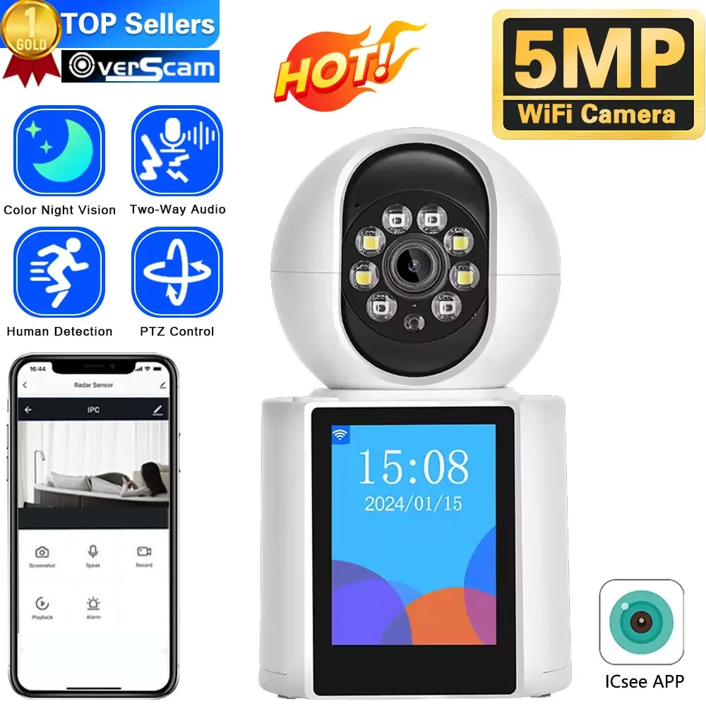 

2.8 inch Wifi Camera Baby Monitor With Call Audio Home Security Camera 5MP Smart Home Indoor Wireless IP Camera iCSee