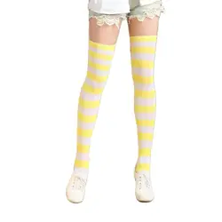 Popular Casual Style Stockings For Women Stripes White And Black Yellow Gray Keep Warm Soks Sexy Slimming Long Soks Hosiery